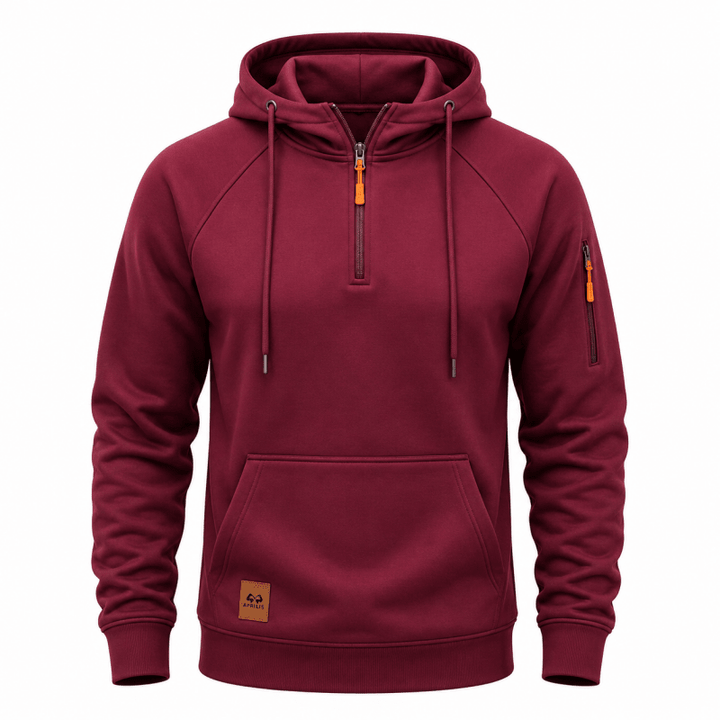Sterling - Felpa con cappuccio a mezza zip morbida al tatto
