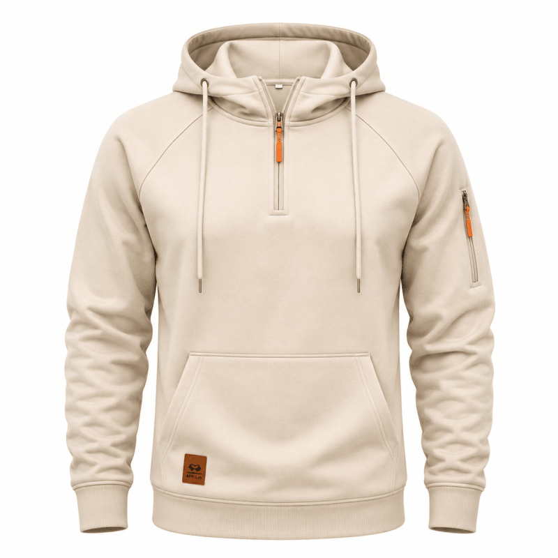 Sterling - Felpa con cappuccio a mezza zip morbida al tatto