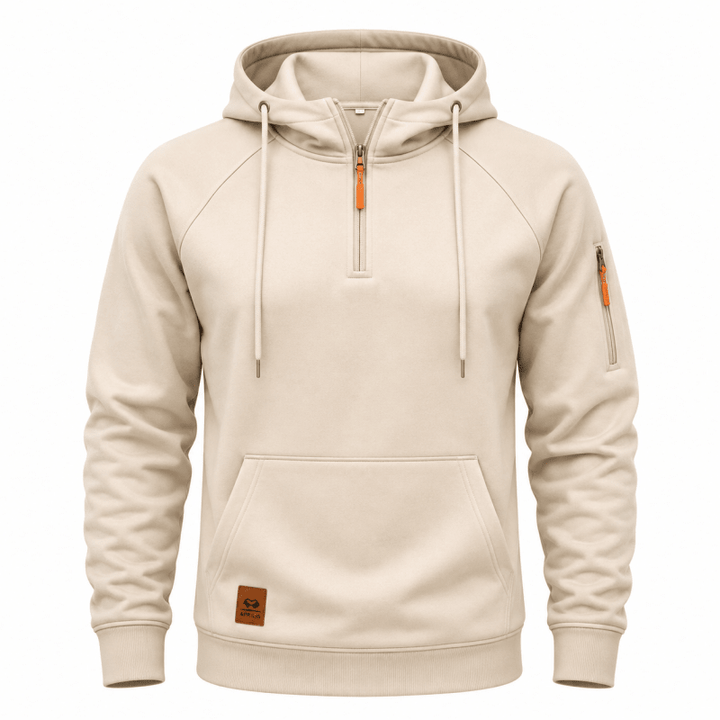 Sterling - Felpa con cappuccio a mezza zip morbida al tatto
