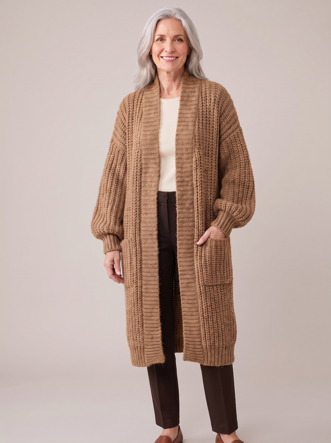 Rosalienne - Cardigan lungo morbido al tatto