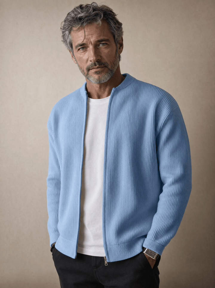 Foster - Cardigan a coste con zip frontale