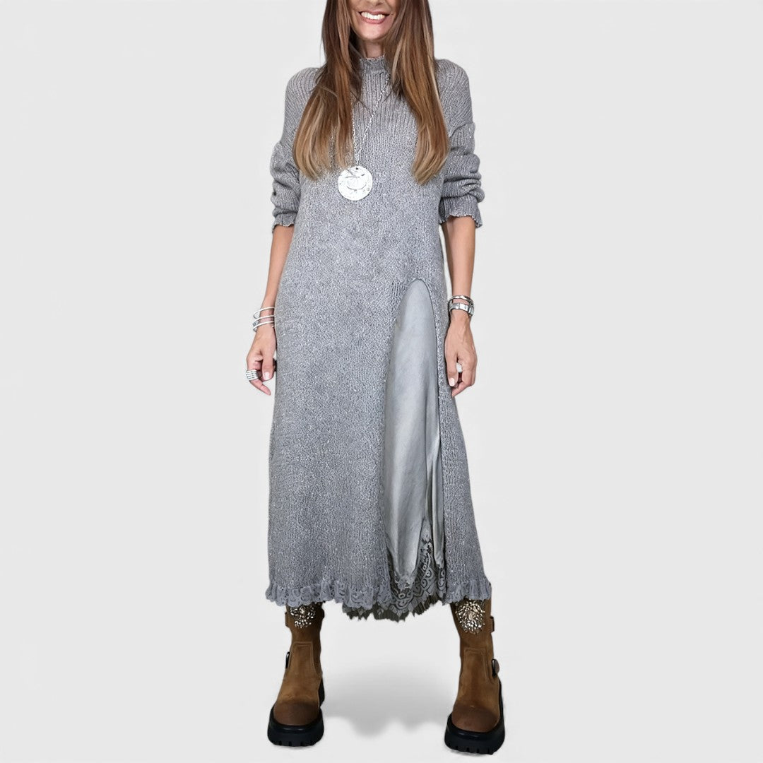 Aravina - Coordinato pullover e abito a strati, morbido al tatto