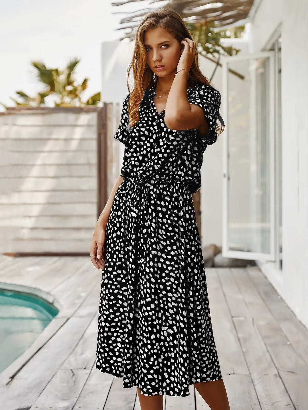 Viviana - Abito midi dal fit rilassato con colletto
