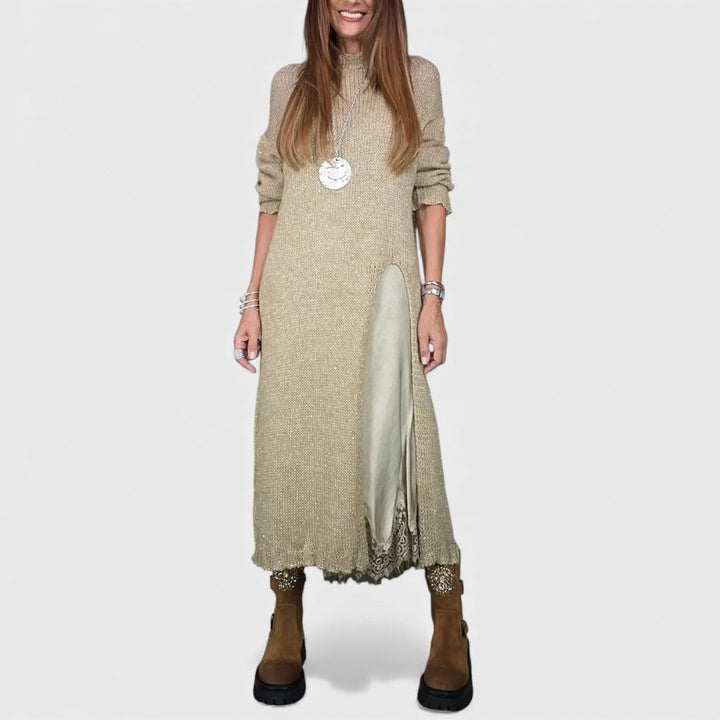 Aravina - Coordinato pullover e abito a strati, morbido al tatto