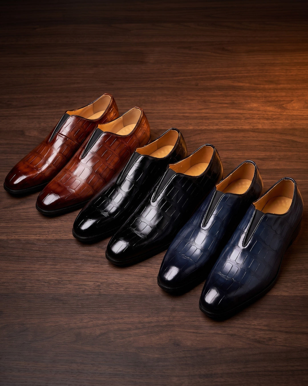 Denton - Mocassini slip-on in crosta effetto coccodrillo