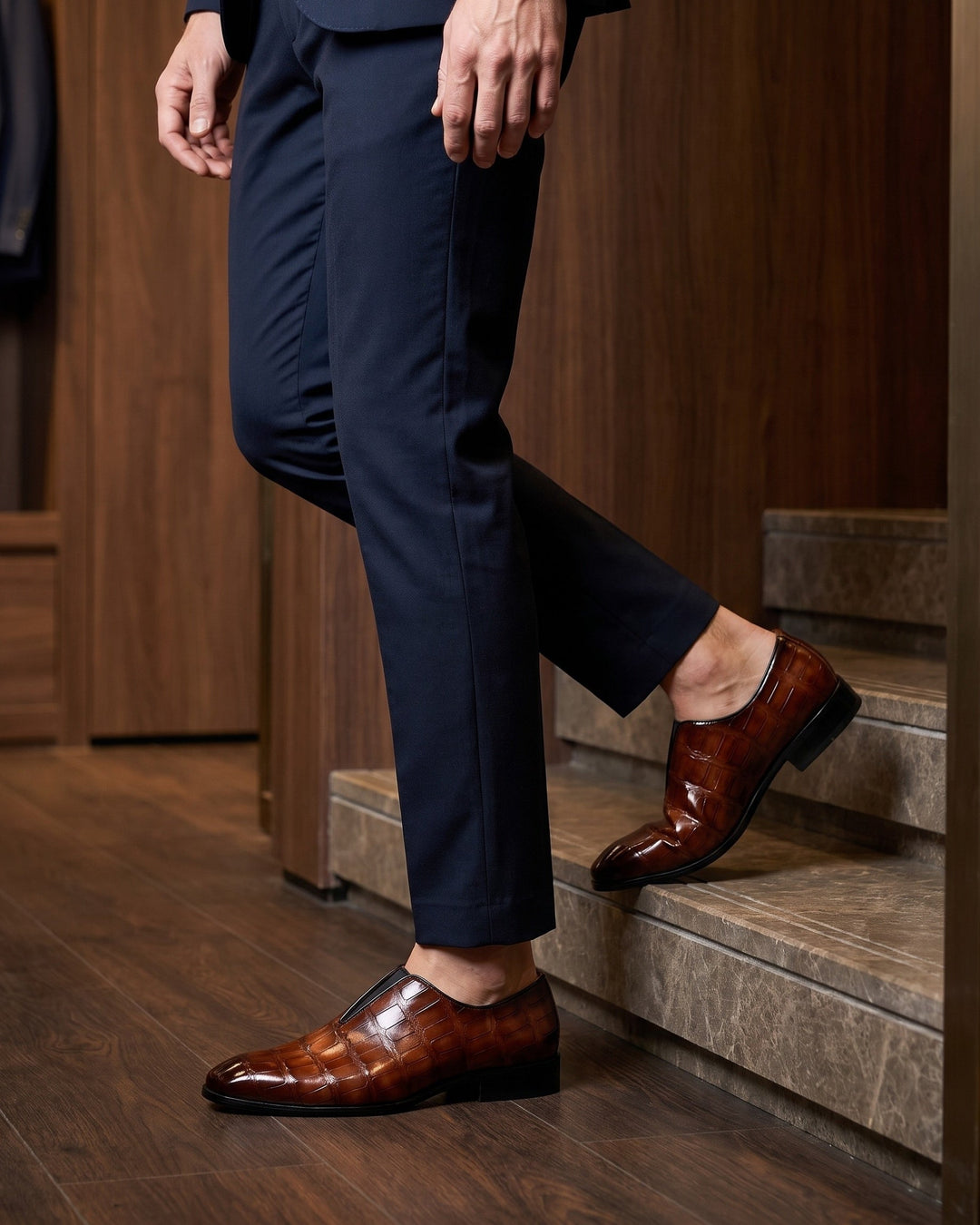 Denton - Mocassini slip-on in crosta effetto coccodrillo