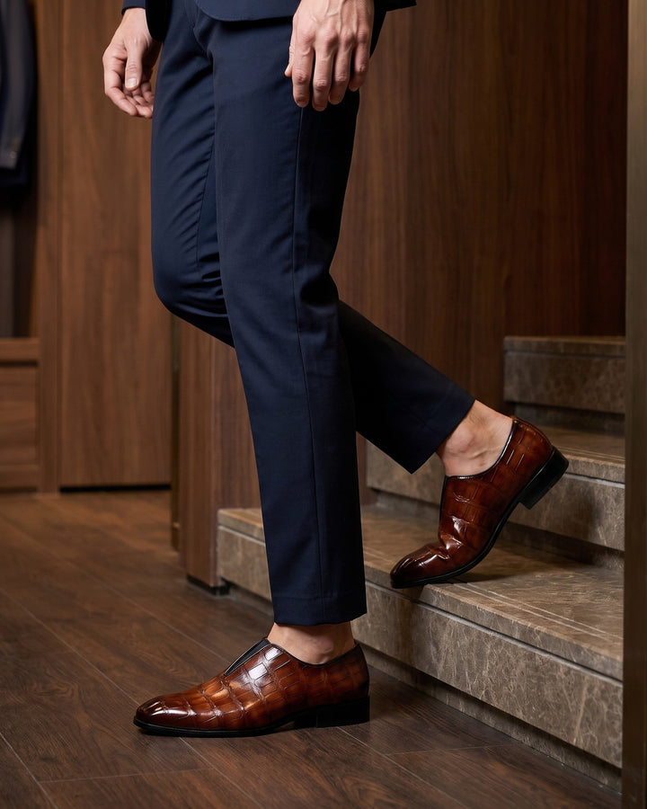 Denton - Mocassini slip-on in crosta effetto coccodrillo