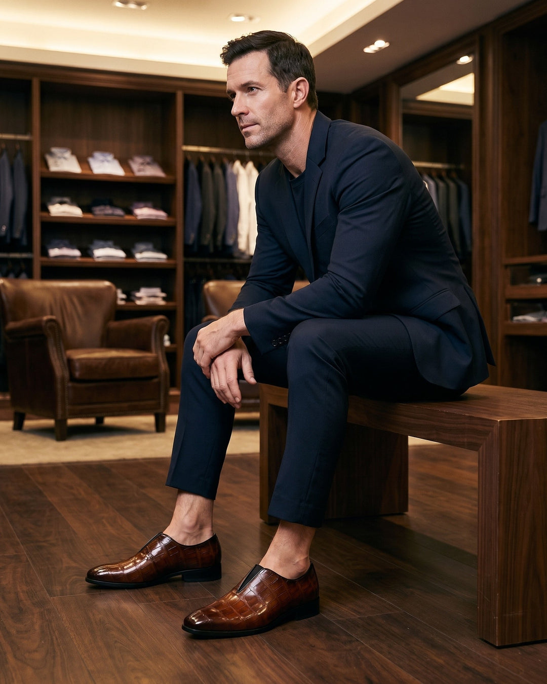 Denton - Mocassini slip-on in crosta effetto coccodrillo