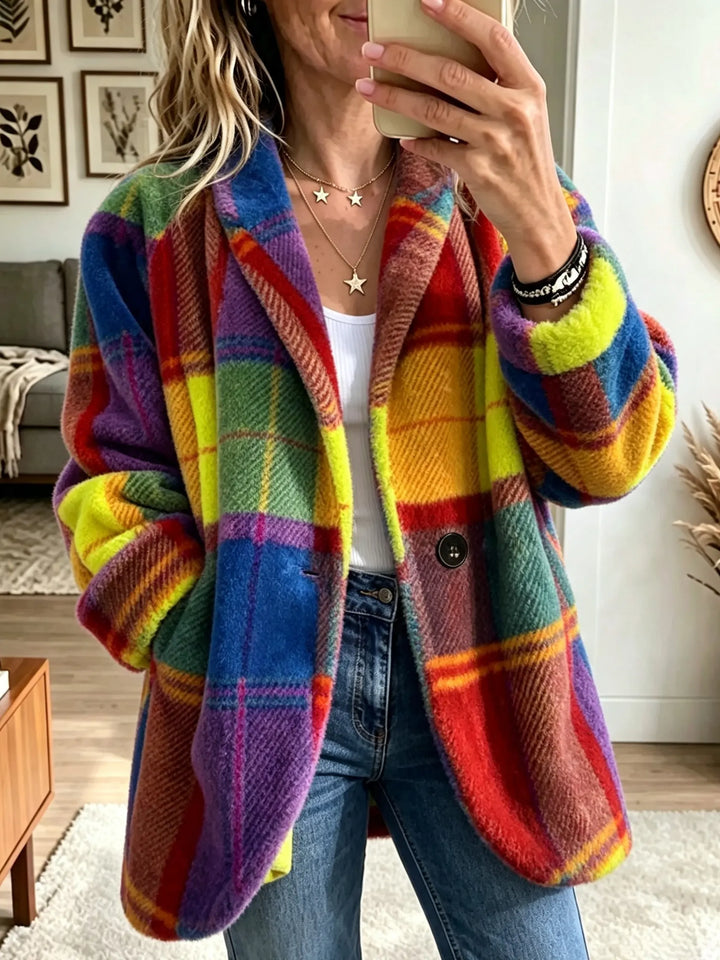 Aevienne - Cappotto a quadri morbido al tatto