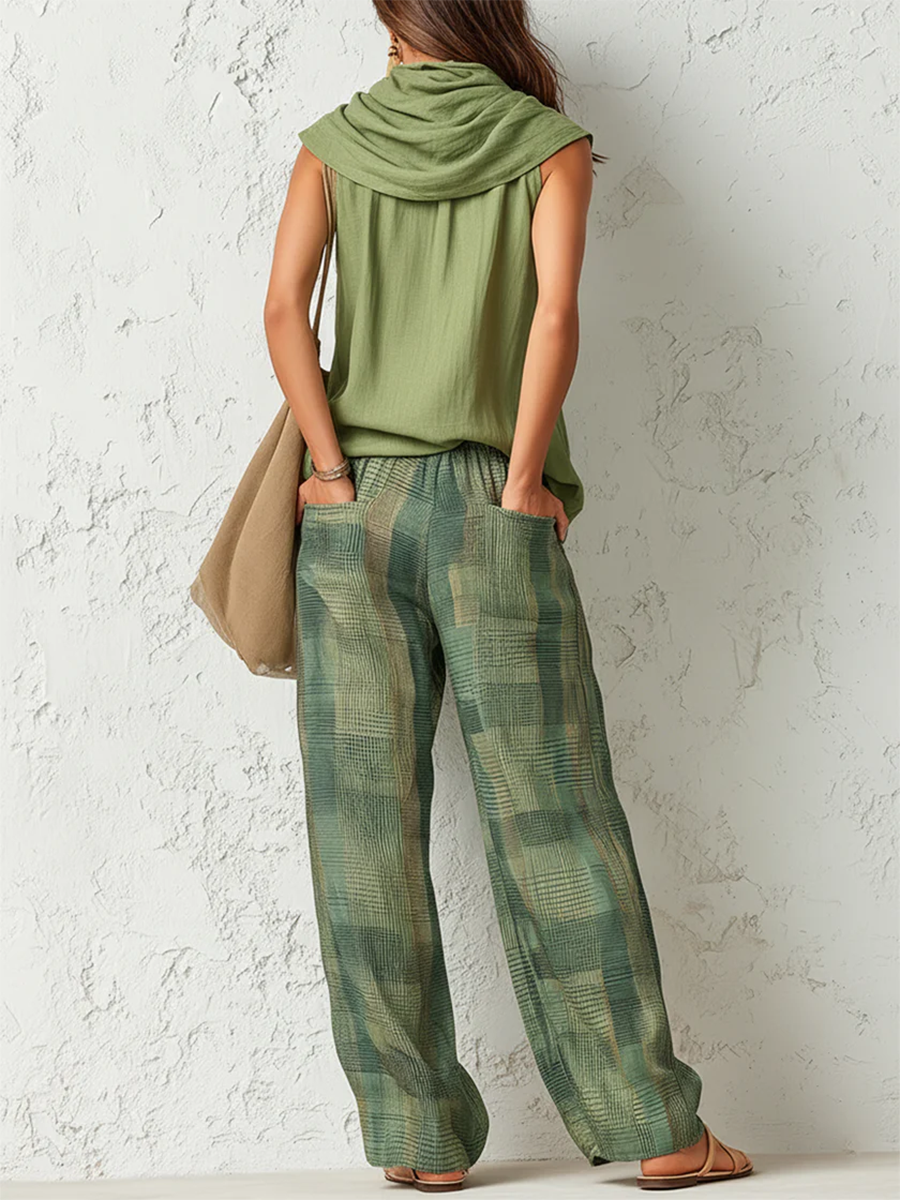 Calienna - Coordinato con blusa leggera e pantaloni a gamba ampia