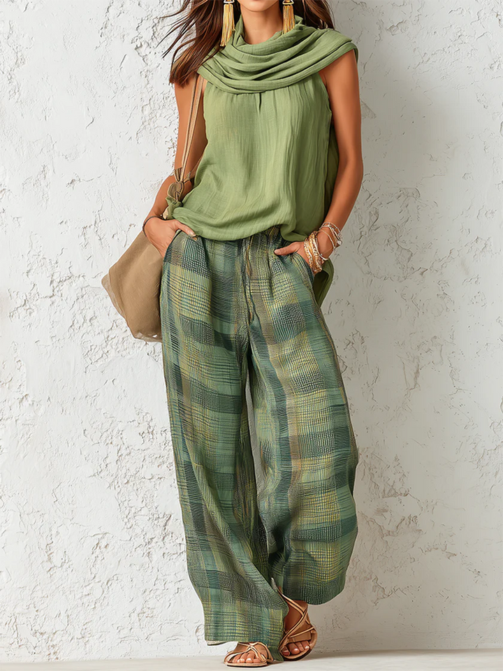 Calienna - Coordinato con blusa leggera e pantaloni a gamba ampia