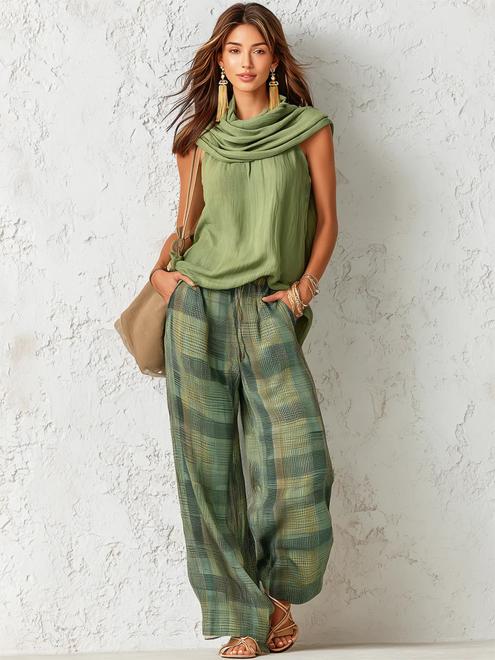 Calienna - Coordinato con blusa leggera e pantaloni a gamba ampia