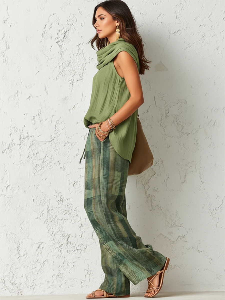 Calienna - Coordinato con blusa leggera e pantaloni a gamba ampia