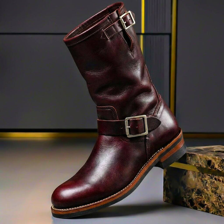 Gideon - Stivali vintage in pelle con fibbia