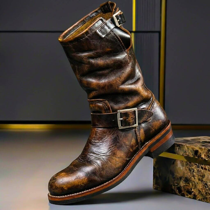 Gideon - Stivali vintage in pelle con fibbia