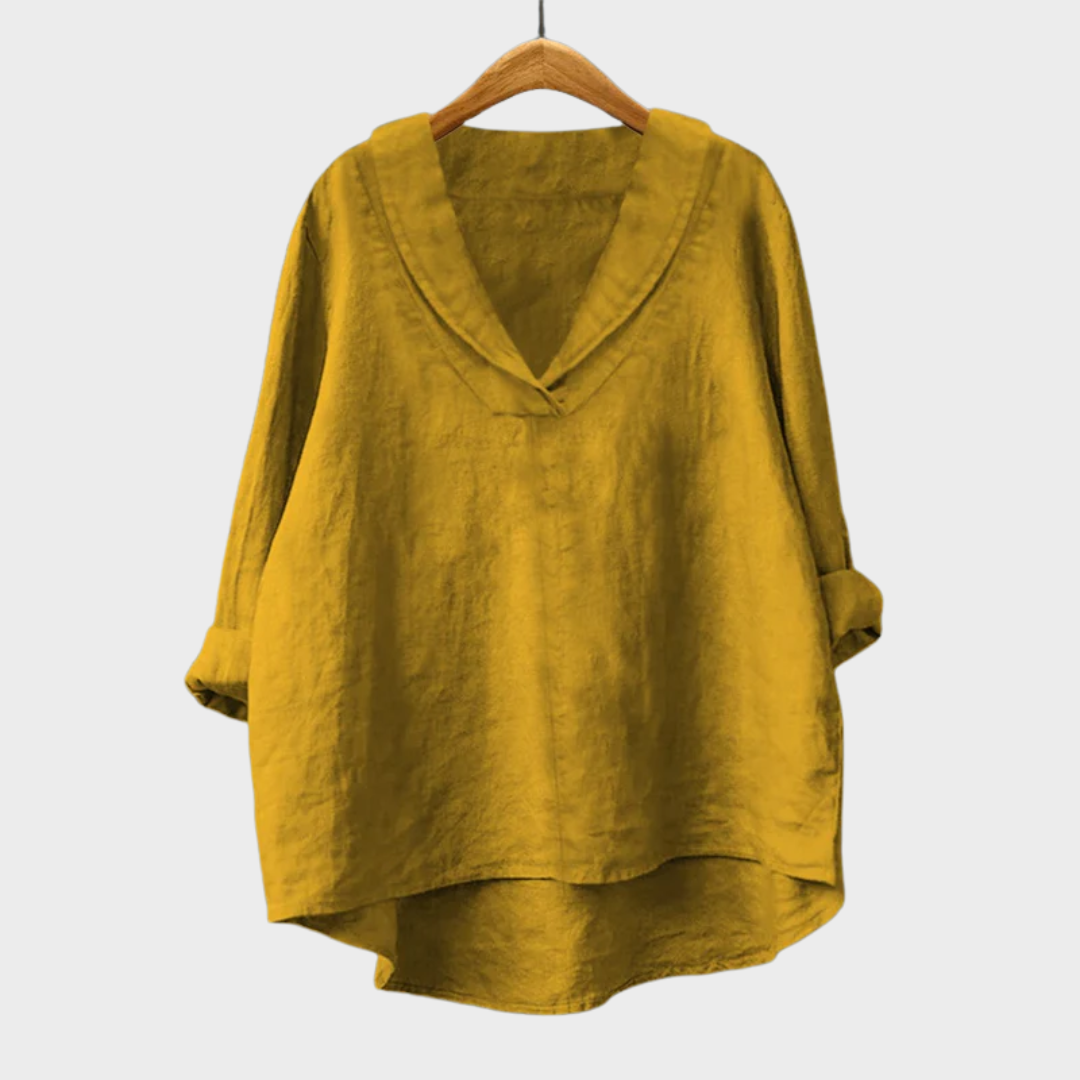 Bellissea - Blusa elegante drappeggiata con scollo a V