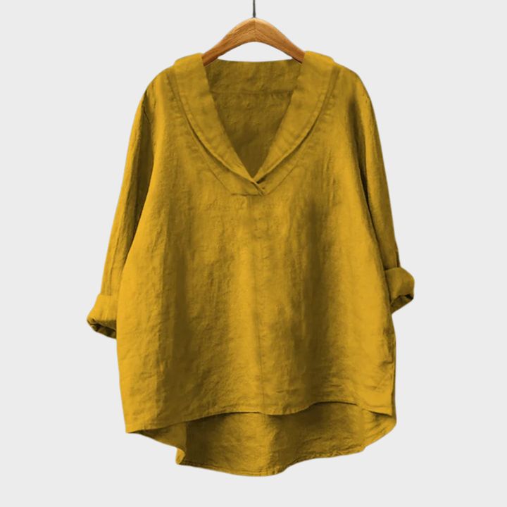 Bellissea - Blusa elegante drappeggiata con scollo a V