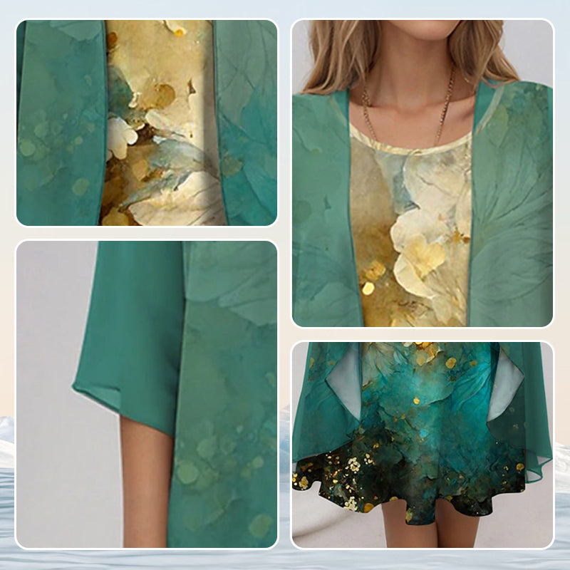 Delavelle - Coordinato con abito midi elegante a strati