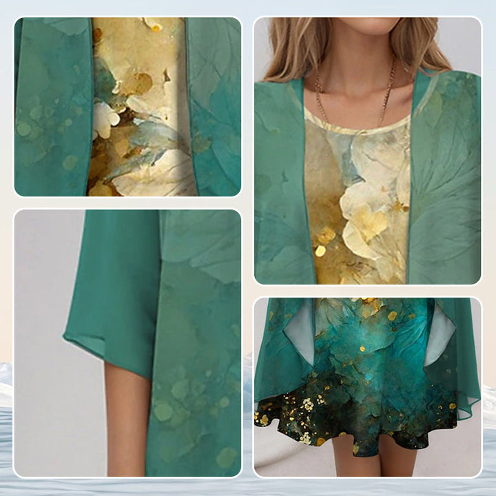 Delavelle - Coordinato con abito midi elegante a strati