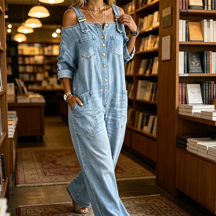 Neralyn - Salopette in denim lavato con tasche