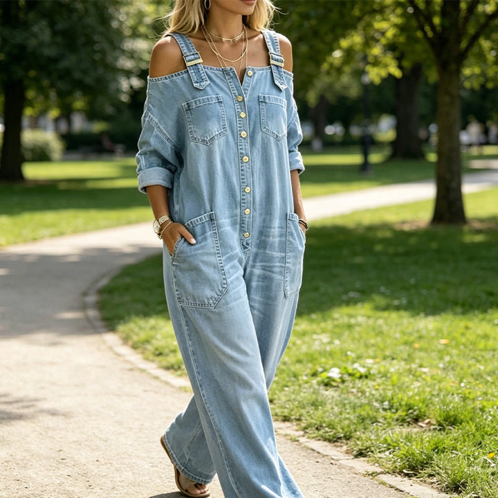 Neralyn - Salopette in denim lavato con tasche