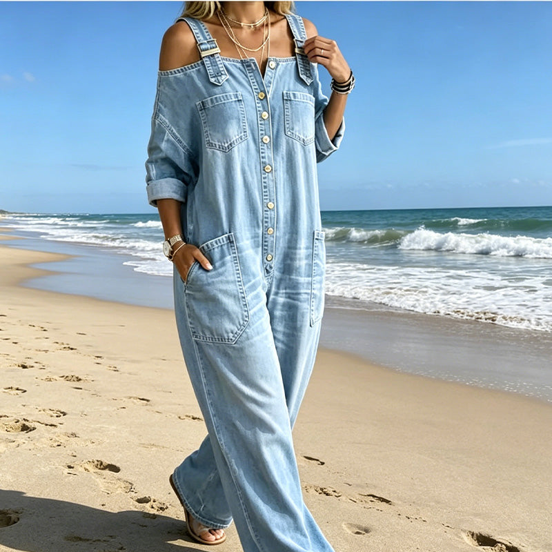 Neralyn - Salopette in denim lavato con tasche
