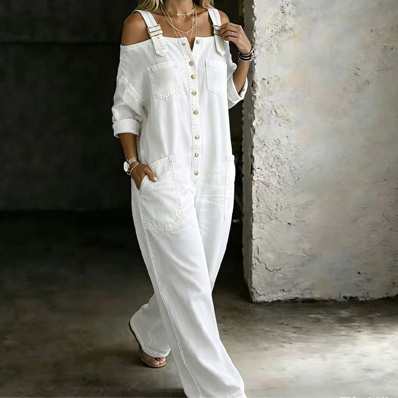 Neralyn - Salopette in denim lavato con tasche