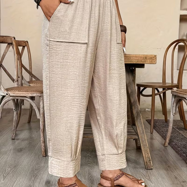 Perdita - Pantaloni a gamba ampia effetto soft-touch