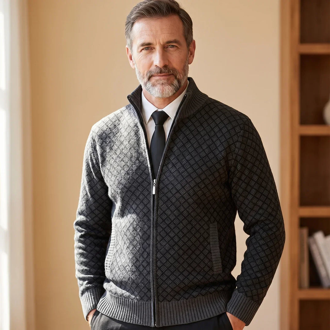 Aris - Cardigan a fantasia con zip frontale