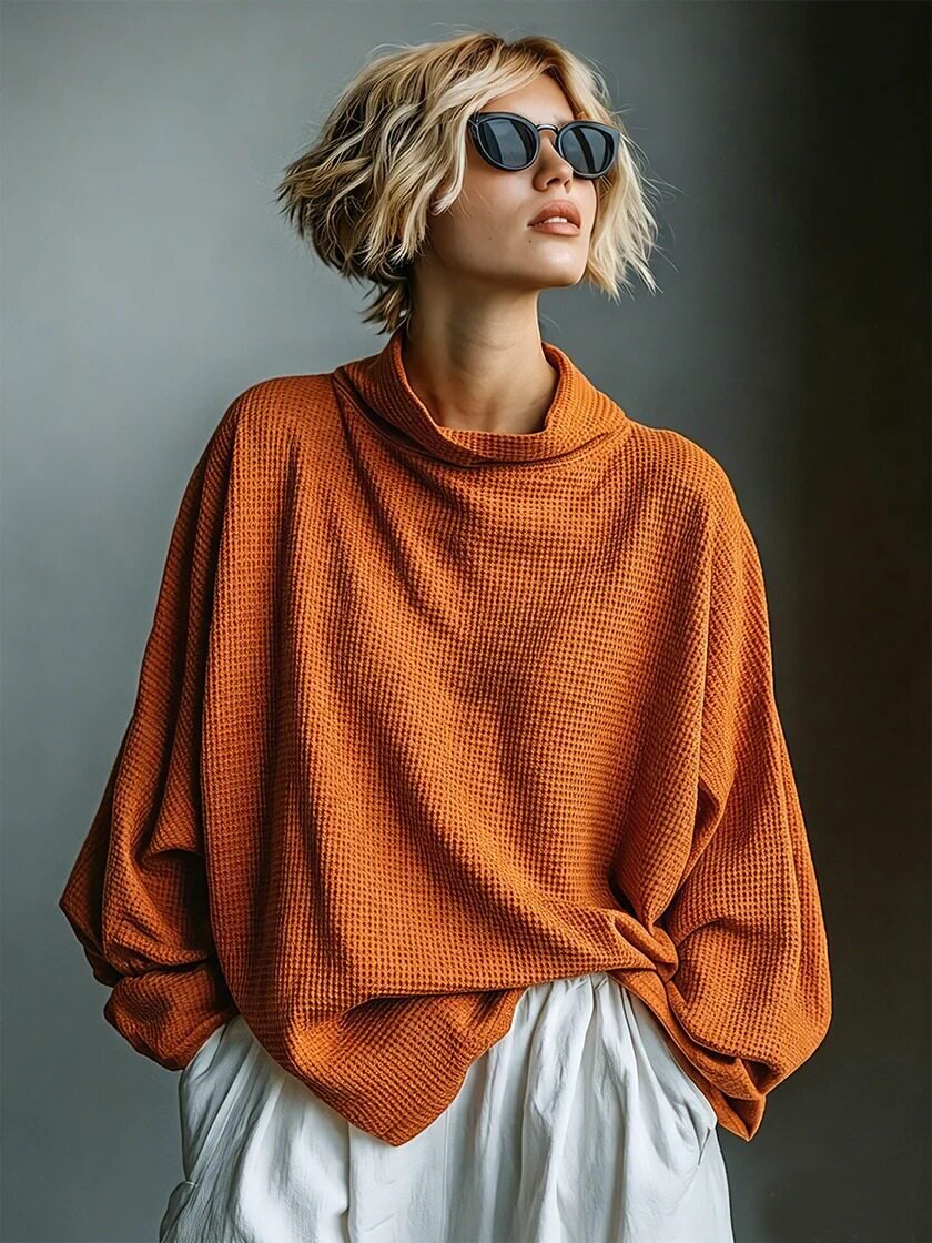 Aella - Top oversize a collo alto testurizzato