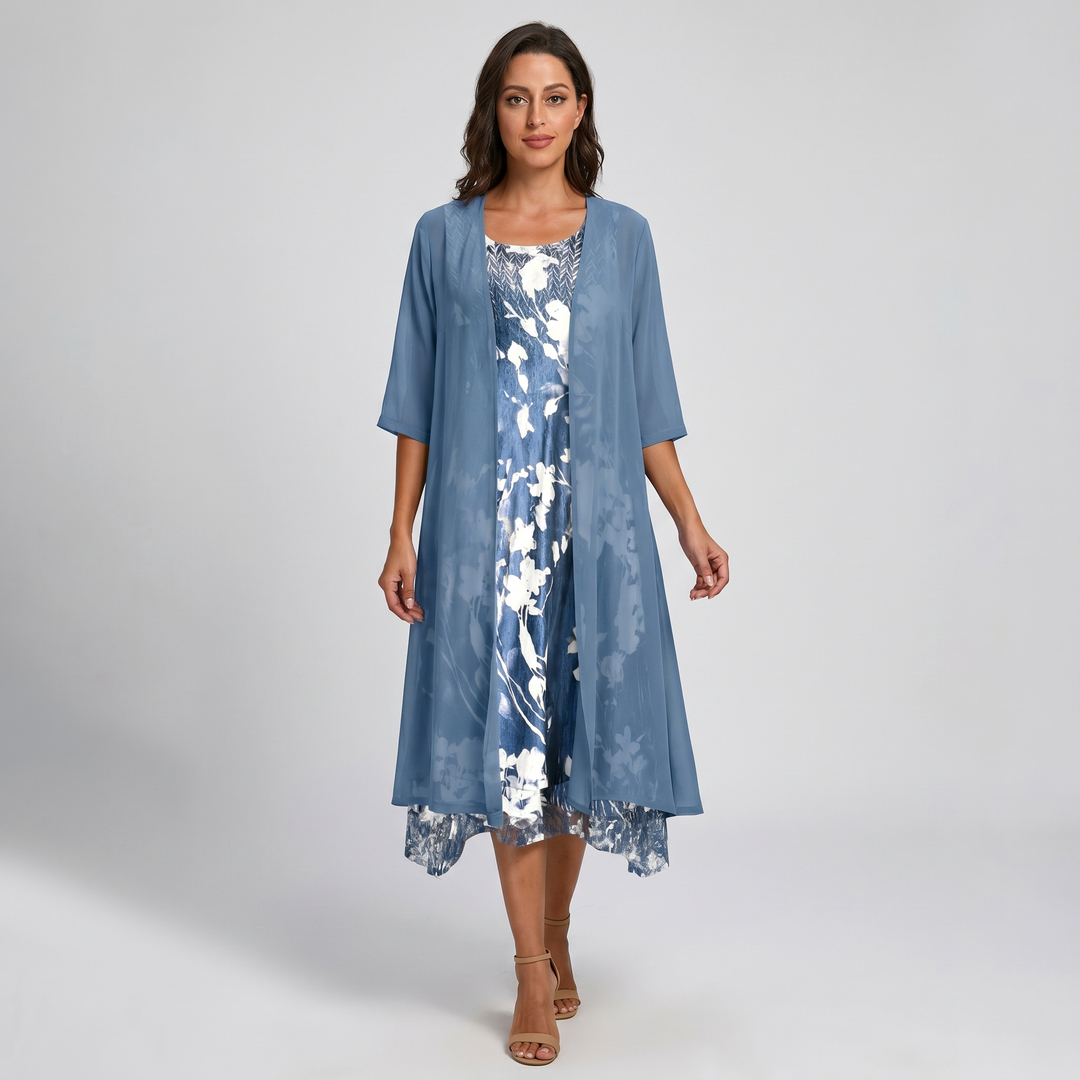 Delavelle - Coordinato con abito midi elegante a strati