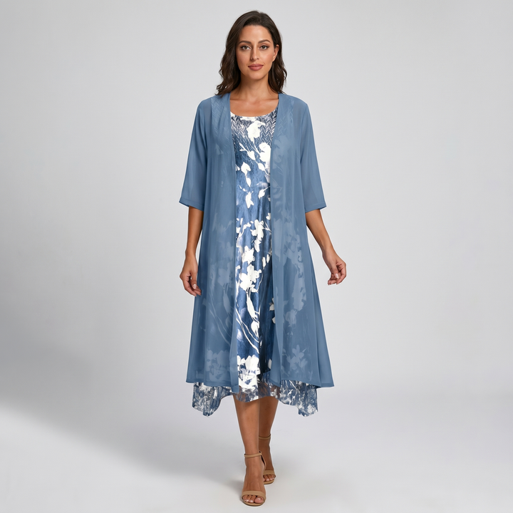 Delavelle - Coordinato con abito midi elegante a strati