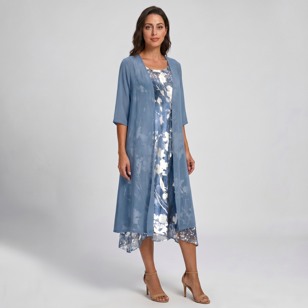 Delavelle - Coordinato con abito midi elegante a strati