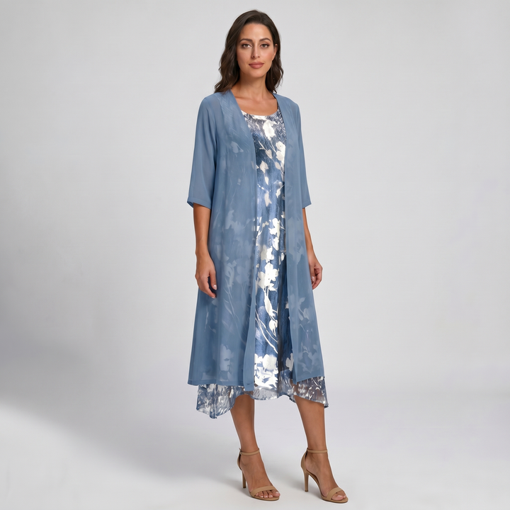 Delavelle - Coordinato con abito midi elegante a strati